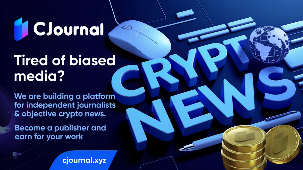 💎Tired of biased media? 💎#CJournal is building a platform for independent journalists & objective crypto news. 💎Become a publisher and earn for your work. $CJL $UCJL