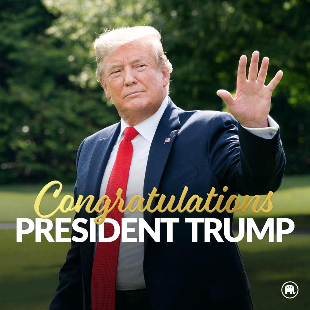 Congratulations to President Trump - the presumptive Republican nominee for President of the United States!