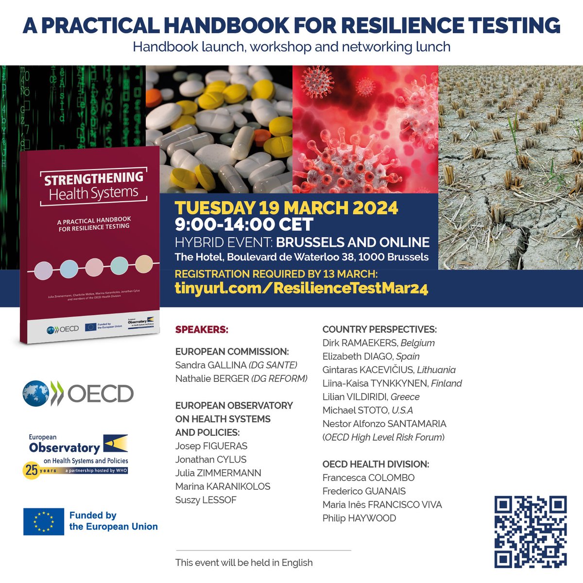 📢 If you are interested in #healthsystems & #resilience, do not miss this👇 @OECD_Social & @OBShealth are launching “Strengthening Health Systems: A Practical Handbook for Resilience Testing” on 19 March in a hybrid event 🆕 Register: forms.office.com/pages/response… @EU_Health @OECD