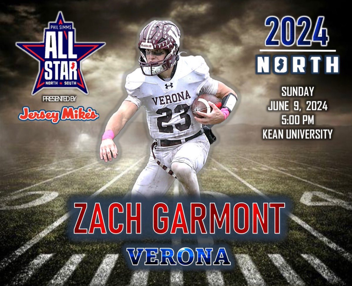 Zachary Garmont (@zachgarmont) on Twitter photo Honored for the opportunity to compete in the Phil Simms 2024 North South All Star Game‼️
<a href="/PSimmsNoSoGame/">Phil Simms North South All-Star</a> <a href="/PhilSimmsQB/">Phil Simms</a> @COACH_BWENZEL <a href="/VeronaAthletics/">Verona Athletics</a> <a href="/FootballVerona/">verona football</a> Honored for the opportunity to compete in the Phil Simms 2024 North South All Star Game‼️
<a href="/PSimmsNoSoGame/">Phil Simms North South All-Star</a> <a href="/PhilSimmsQB/">Phil Simms</a> @COACH_BWENZEL <a href="/VeronaAthletics/">Verona Athletics</a> <a href="/FootballVerona/">verona football</a>