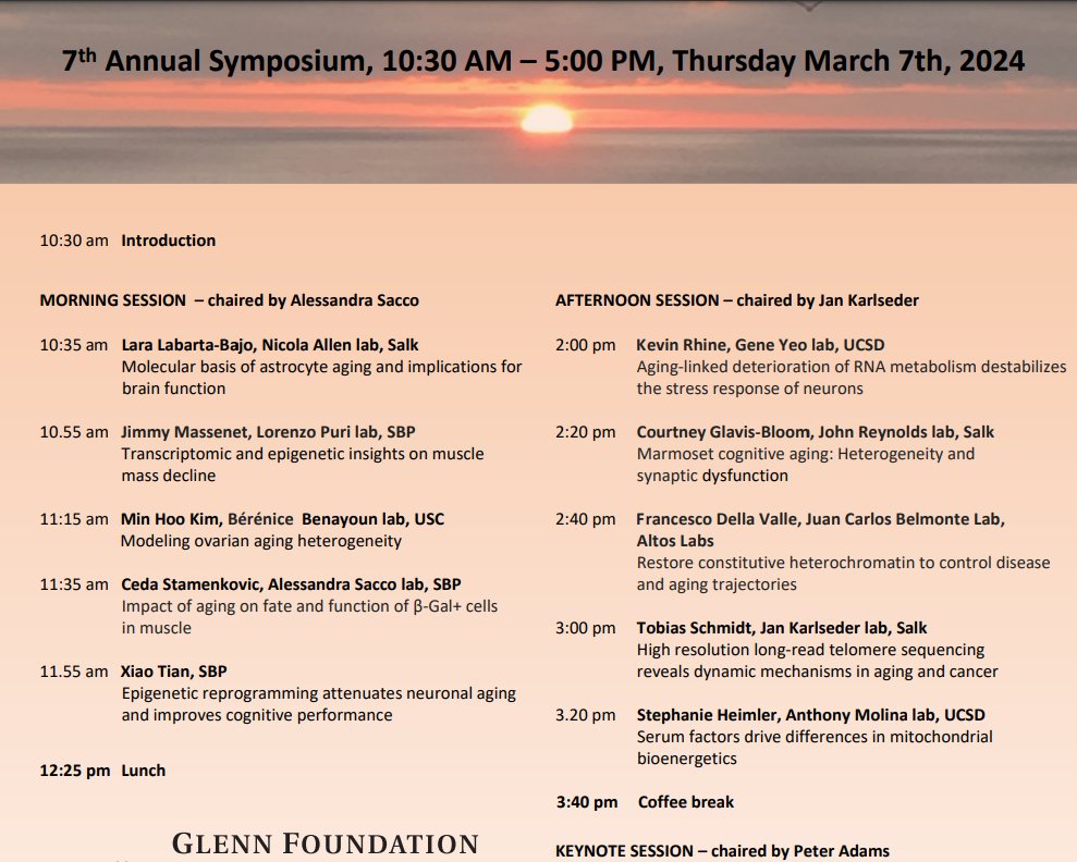 Agingdoc⭐David Barzilai🔔MD PhD MS MBA DipABLM🩺 (@agingdoc1) on Twitter photo La Jolla Aging Meeting 2024
Featuring @Larallbb, <a href="/JimmyMassenet/">Massenet Jimmy</a>, <a href="/mkim327/">Minhoo Kim</a>, Ceda Stamenkovic, <a href="/XiaoTianPhD/">Xiao Tian</a>, <a href="/KevinRhine_/">Kevin Rhine</a> (<a href="/yeo_lab/">Gene Yeo’s Lab at UC San Diego</a>), <a href="/courtneygb/">Courtney Glavis-Bloom</a>, Francesco Della Valle, Tobias Schmidt, Stephanie Heimler, keynote by <a href="/AdamsBioAging/">Peter Adams🇪🇺🇺🇳</a> & guest talk by Vera Gorbunova La Jolla Aging Meeting 2024
Featuring @Larallbb, <a href="/JimmyMassenet/">Massenet Jimmy</a>, <a href="/mkim327/">Minhoo Kim</a>, Ceda Stamenkovic, <a href="/XiaoTianPhD/">Xiao Tian</a>, <a href="/KevinRhine_/">Kevin Rhine</a> (<a href="/yeo_lab/">Gene Yeo’s Lab at UC San Diego</a>), <a href="/courtneygb/">Courtney Glavis-Bloom</a>, Francesco Della Valle, Tobias Schmidt, Stephanie Heimler, keynote by <a href="/AdamsBioAging/">Peter Adams🇪🇺🇺🇳</a> & guest talk by Vera Gorbunova