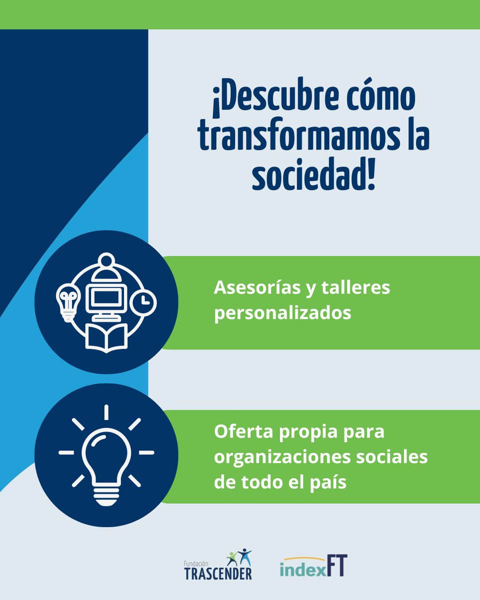 Fundación Trascender (@ftrascender) on Twitter photo Descubre cómo transformamos💪🏽 la sociedad a través de proyectos significativos. Con asesorías y talleres personalizados💡, resolvemos necesidades estratégicas u operativas de organizaciones sociales. Más información en fundaciontrascender.cl/organizaciones… Descubre cómo transformamos💪🏽 la sociedad a través de proyectos significativos. Con asesorías y talleres personalizados💡, resolvemos necesidades estratégicas u operativas de organizaciones sociales. Más información en fundaciontrascender.cl/organizaciones…