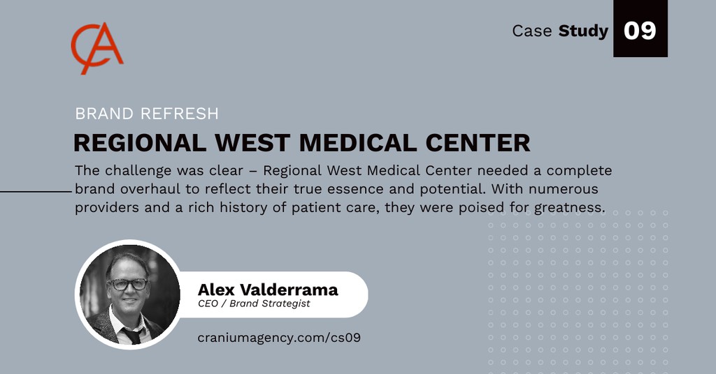 The new brand identity not only reflects Regional West's true essence but also sets them on a path to even greater success and impact. Read the full article: CASE STUDY: REGIONAL WEST MEDICAL CENTER ▸ lttr.ai/APpGG #RegionalWest #Craniumagency #Brandstrategy