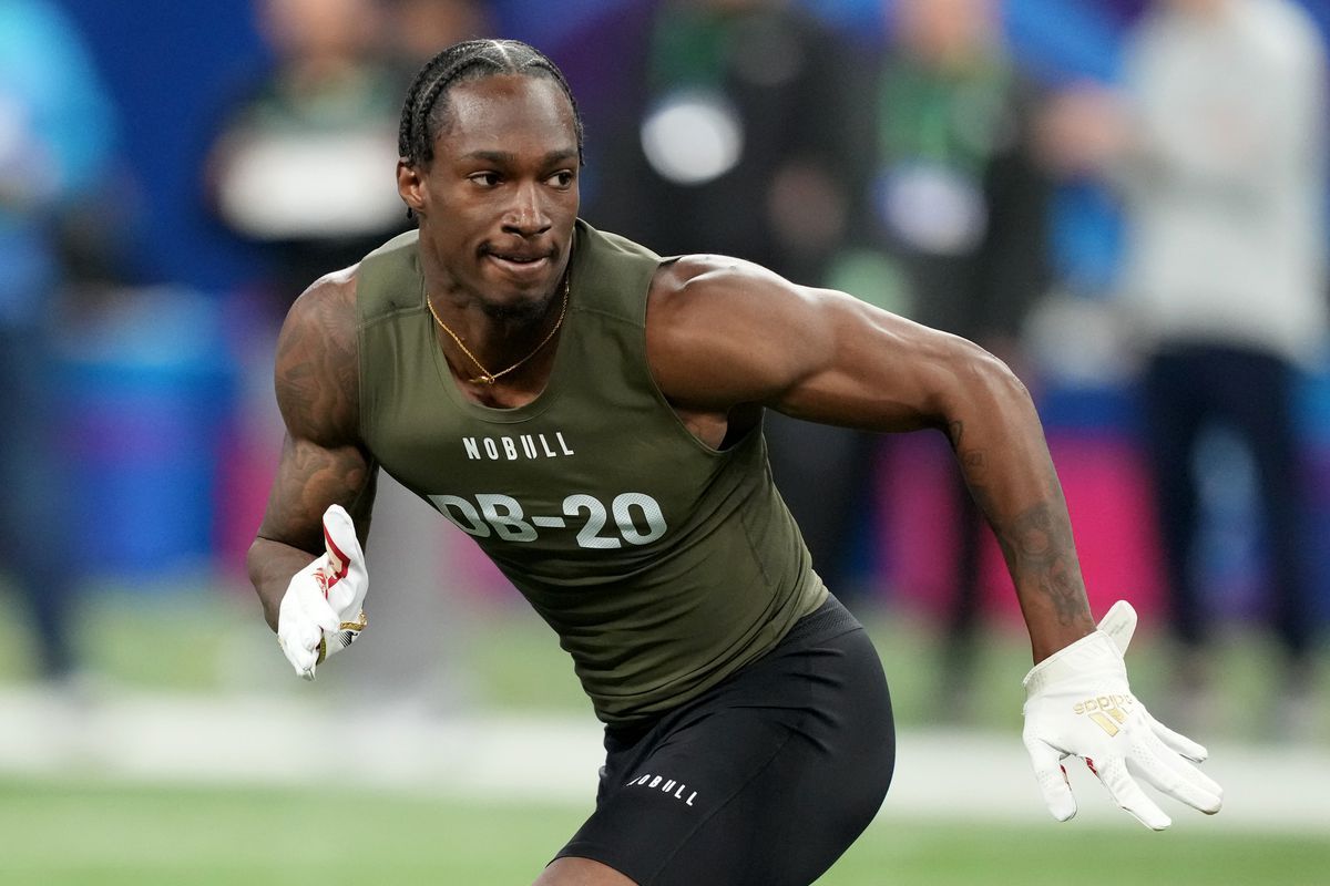 NEWS: Boston College star cornerback Elijah Jones has drawn strong interest from the #Cardinals, #Falcons, #Broncos, #Bears, #Packers, #49ers, and #Dolphins, sources say. Jones was a STANDOUT at the combine, #1 in vertical jump, top-5 in TOP SPEED, RAS score, and broad jump.