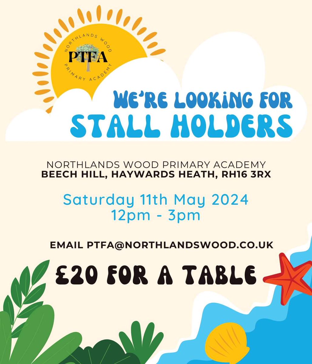 🎉 Attention Local Businesses! 🎉Want a stall at our May Fayre on Saturday 11th May? Secure a table for just £20 and keep all your profits! Email us at ptfa@northlandswood.co.uk with details about your business #MayFayre #SummerFair #LocalBusinesses #CommunityEvent #SupportLocal