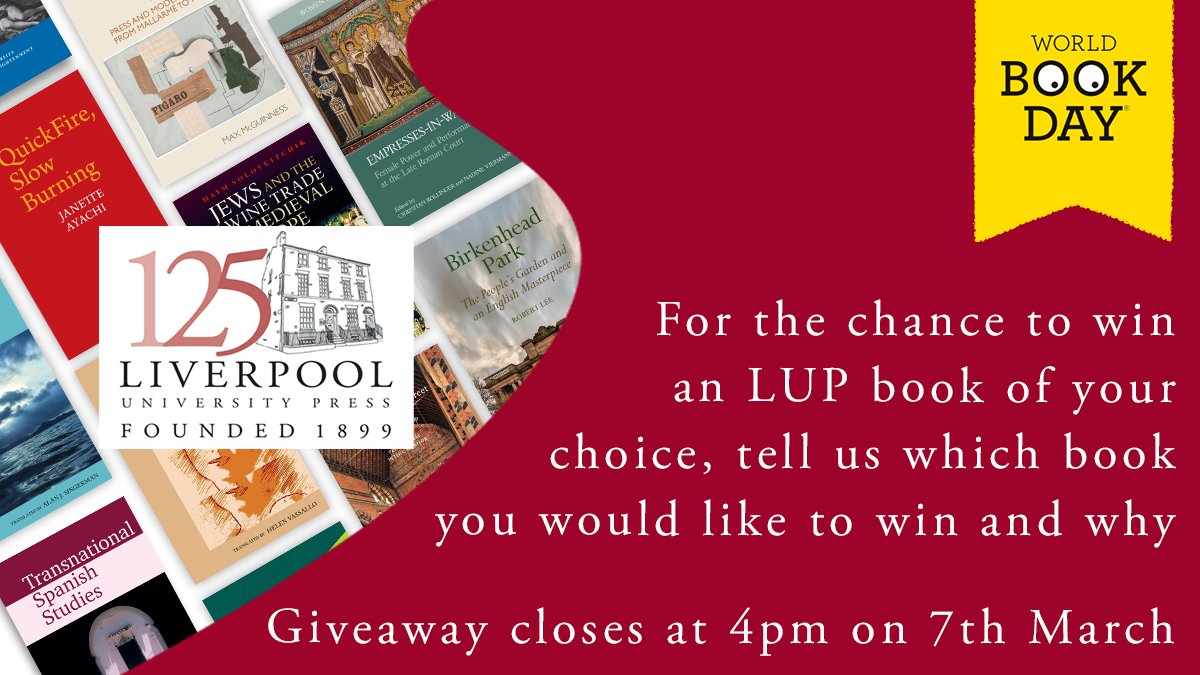 It's #WorldBookDay tomorrow, and to celebrate we're giving you the chance to win a LUP book of your choice!

To enter, reply to this tweet with which LUP book you would like to win and why. Giveaway closes at 4pm (GMT) on Thursday 7th March.🌎📚 #LUP125