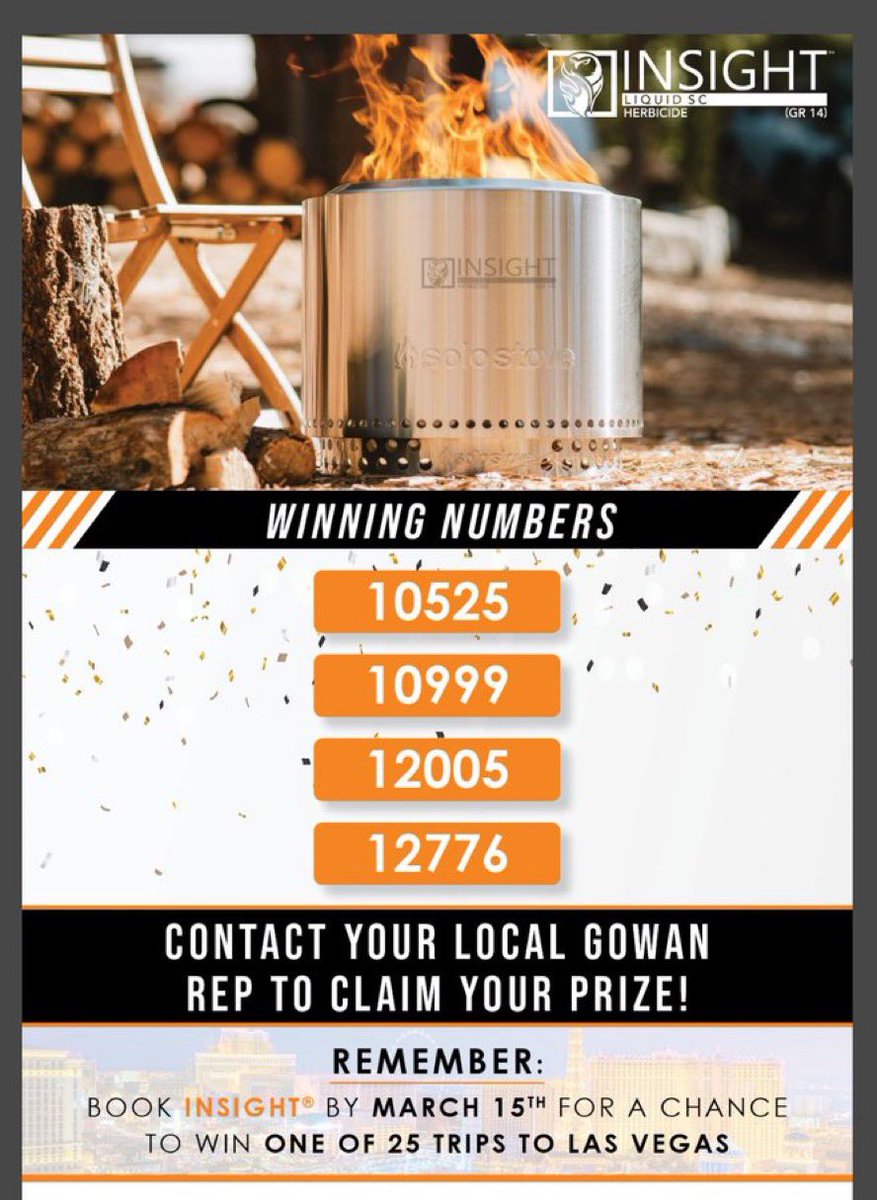 Chip winners 👇 Check your chips for the winning #’s! @SoloStove #InsightFastestBurndown