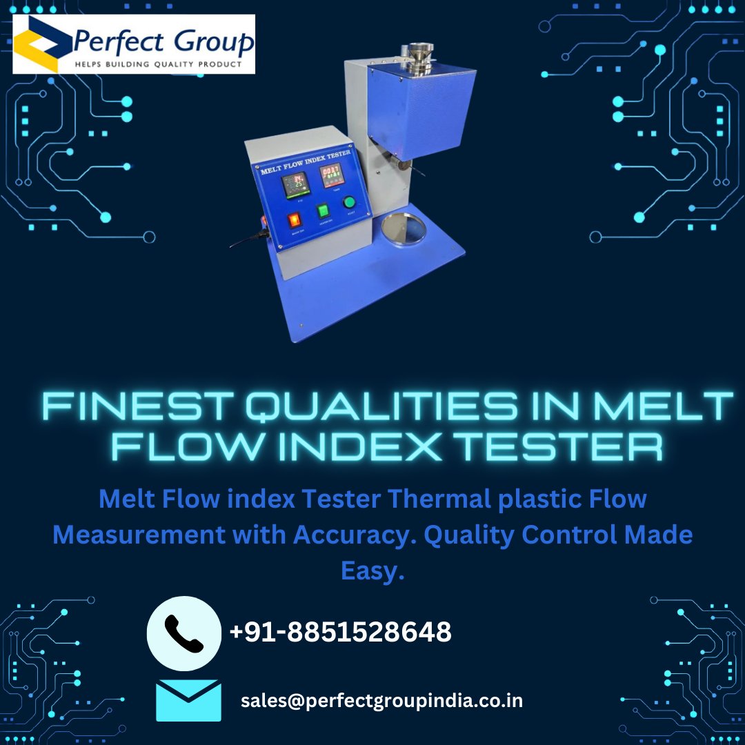 perfectgroup12's tweet image. Finest Qualities In Melt Flow Index tester
Use the trustworthy melt flow index tester from Perfect Group to learn about precise . Our tester, which is efficient and accurate in design.
Visit us: medium.com/@itnseo62/fine…
#perfectgroupindia #industrial  #meltflowindextester
