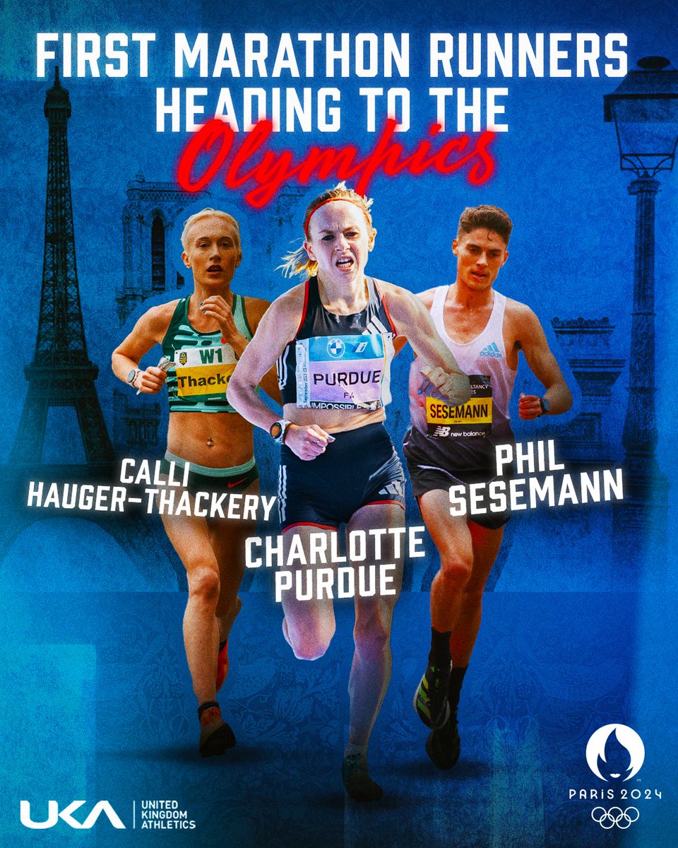 Heading to #Paris2024 🇫🇷 The first three marathon runners joining @TeamGB's Olympic team have been announced 🏃‍♀️ Huge congratulations to @callirianne, @philsesemann and @charliepurdue 👏 Read more ➡️ bit.ly/3Te6mxD