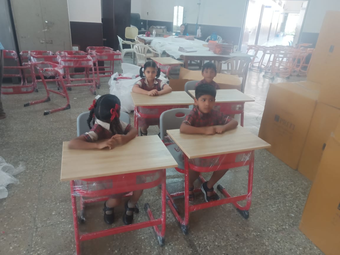 Thrilled to see the joy on students' faces at Dayanand Anglo Vedic Bharat Dynamix Limited School in Hyderabad! Our new classroom desking is already making a difference in their learning experience. Keep shining, young minds! 🌟 #HappyStudents #Classroom #pritiinternational