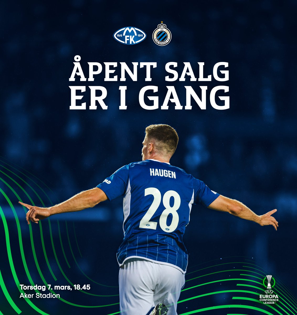Der er vi i gang! 😍

Molde. Club Brugge.
07.03.24

🌍 Europa &amp; Flomlys
✅ Senket billettpriser

Billetter ➡️ moldefk.ticketco.events/no/nb/e/uefa_c…

La oss fylle Aker Stadion, Molde! 🙏🏻

#UECL