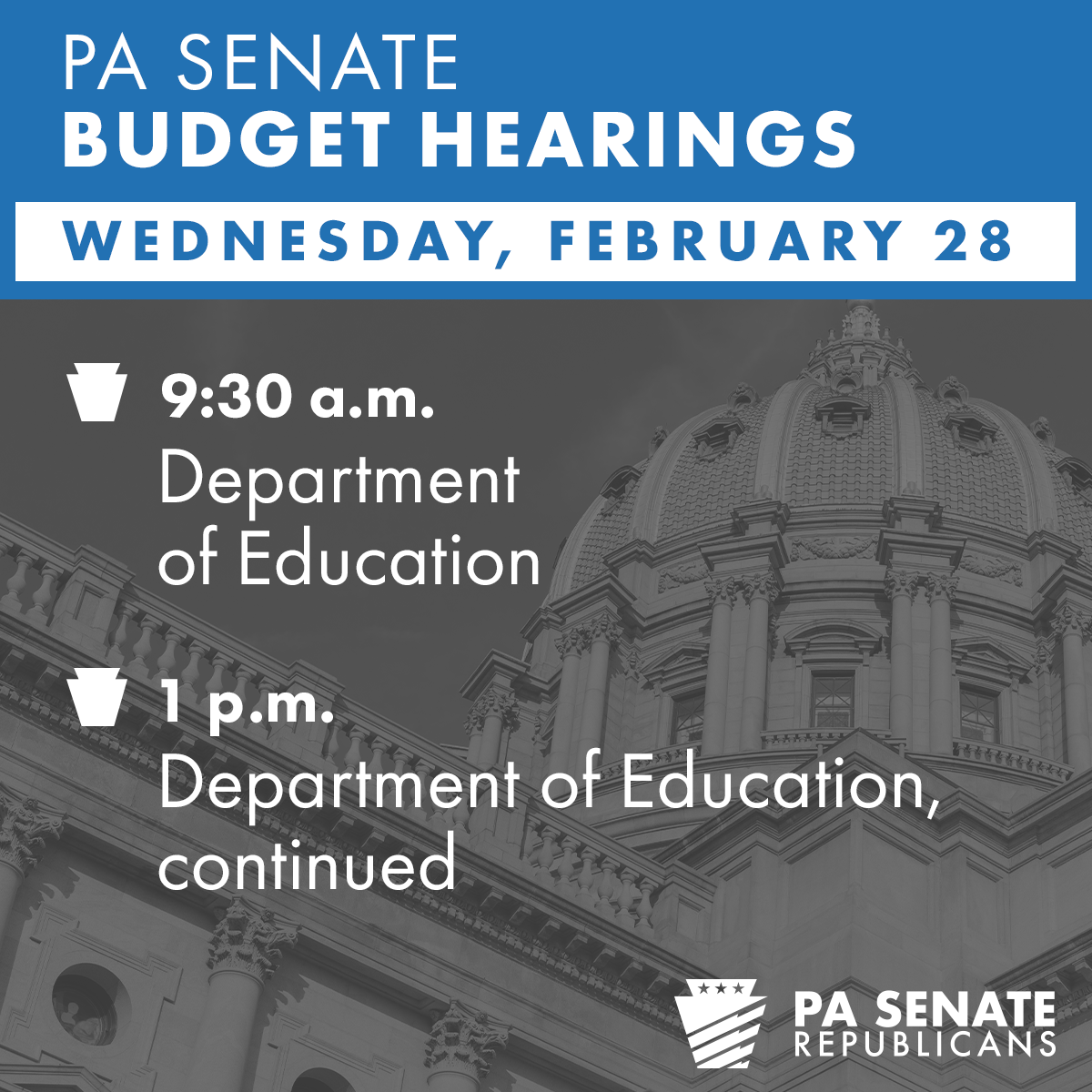 Today’s #PASenate #PAbudget hearings focus on @PADeptofEd Find livestreams, daily recaps and video from prior hearings at bit.ly/49xD1UN