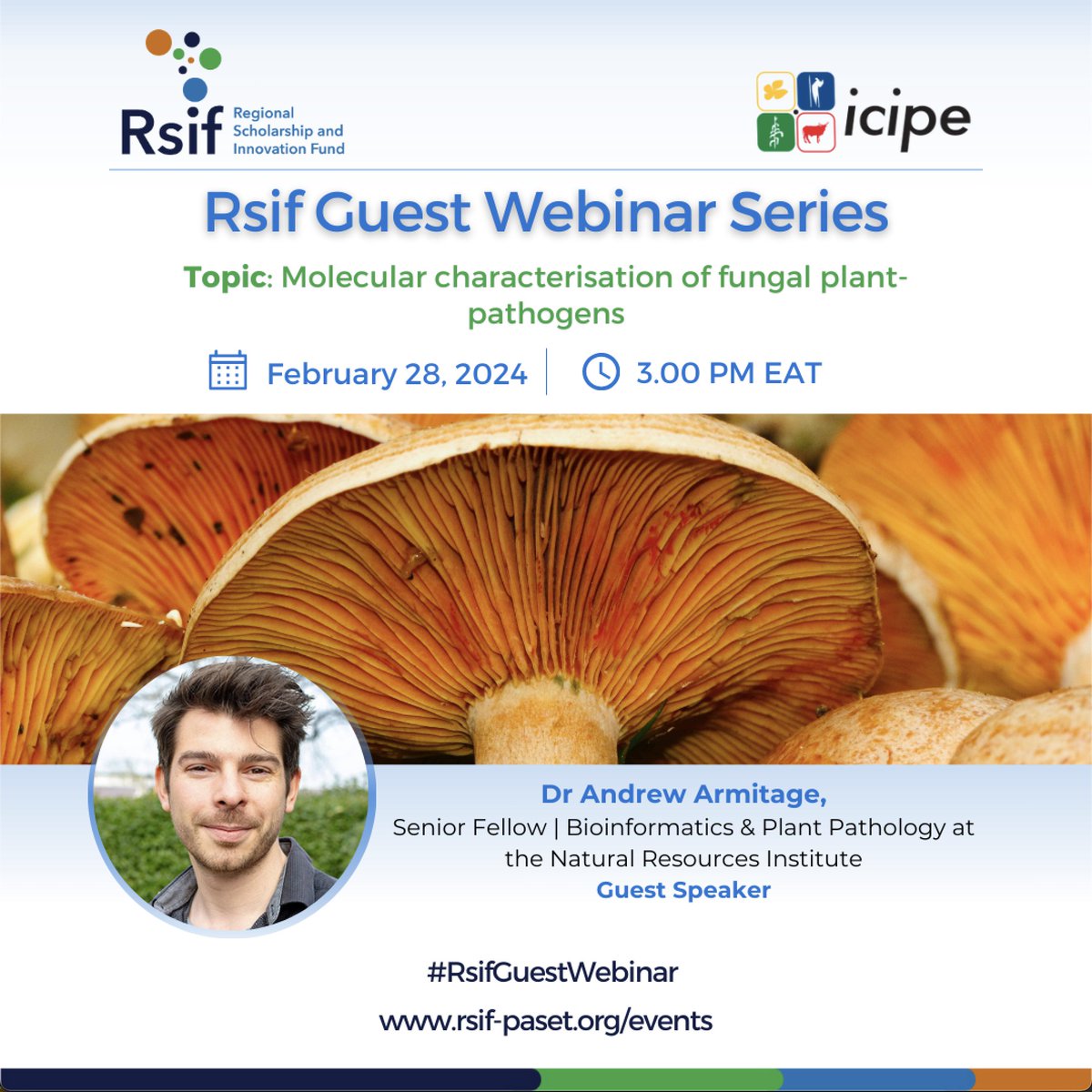 A pleasure to present perspectives for "Molecular characterisation of fungal pathogens" via the <a href="/PasetRsif/">Research. Innovate. Transform</a> webinar series today (15:00-16:00 EAT / 12:00-13:00 UK) - including the work of excellent PASET scholars based at <a href="/NRInstitute/">NRI</a>.
us02web.zoom.us/meeting/regist…