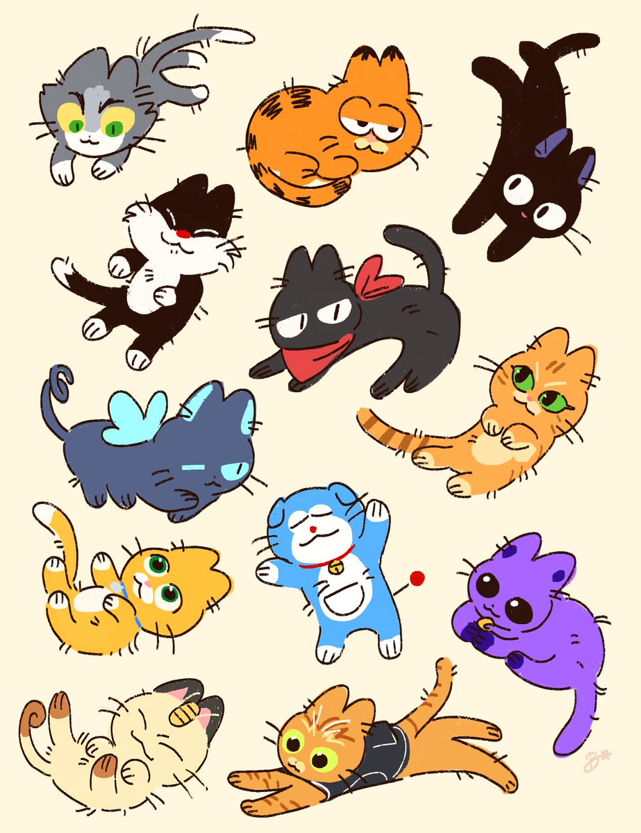 babyul24's tweet image. 하루종일 고양이만 그리고 싶어라