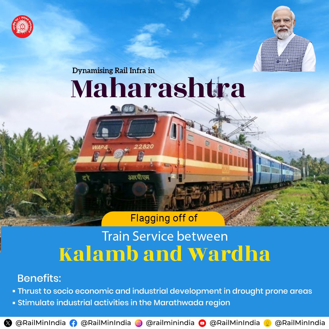 Dynamising Rail Infra in Maharashtra Flagging off of Train Service between Kalamb and Wardha #RailInfra4Maharashtra