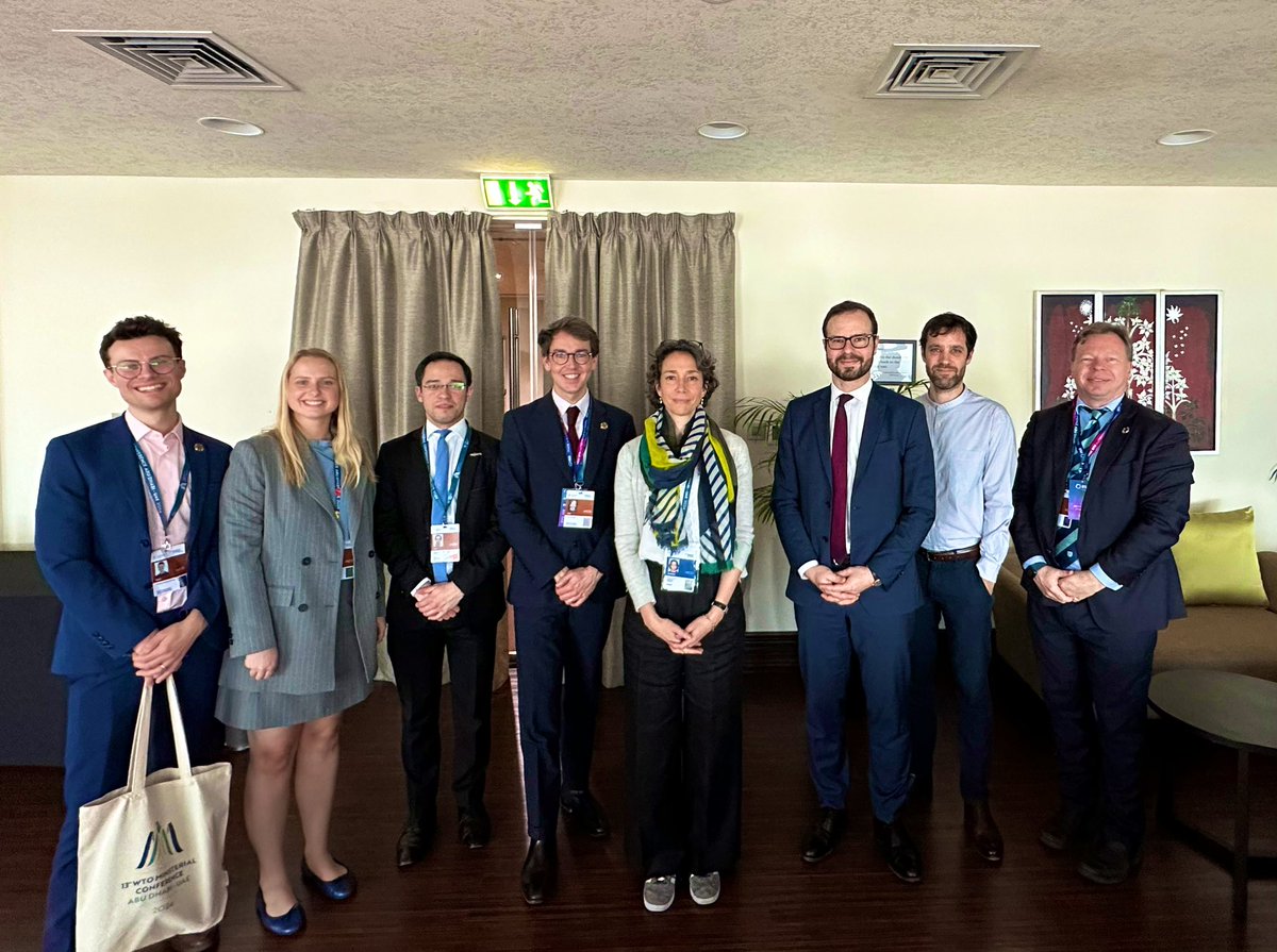We had an excellent opportunity to exchange views on #trade and #sustainability issues with the French Delegation at #WTOMC13AbuDhabi. Many thanks to <a href="/DGTresor/">Direction générale du Trésor</a> Muriel Lacoue-Labarthe, T. Brisset and F. Bazantay for welcoming us and holding a productive discussion.  #MC13