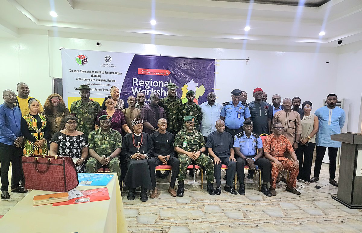 Kodiri_Nwangwu's tweet photo. The Security, Violence and Conflict Research Group, UNN in collaboration with @USIP holds its one-day Regional Workshop on Enhancing Connection among Peacebuilders in Southeast, Nigeria.

@chufreedom @c_kwaja @terphill @HQNigerianArmy @AgwuP @FSS_UNN @OgbonnaConfide4 https://t.co/KpxE1rHxGQ