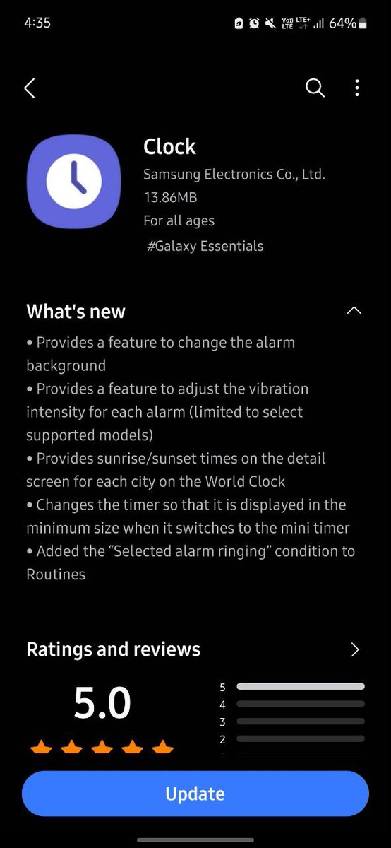 SamSWUpdate's tweet photo. Samsung Clock New Update #Samsung #OneUI #GalaxyClock https://t.co/n7itbqMZqW
