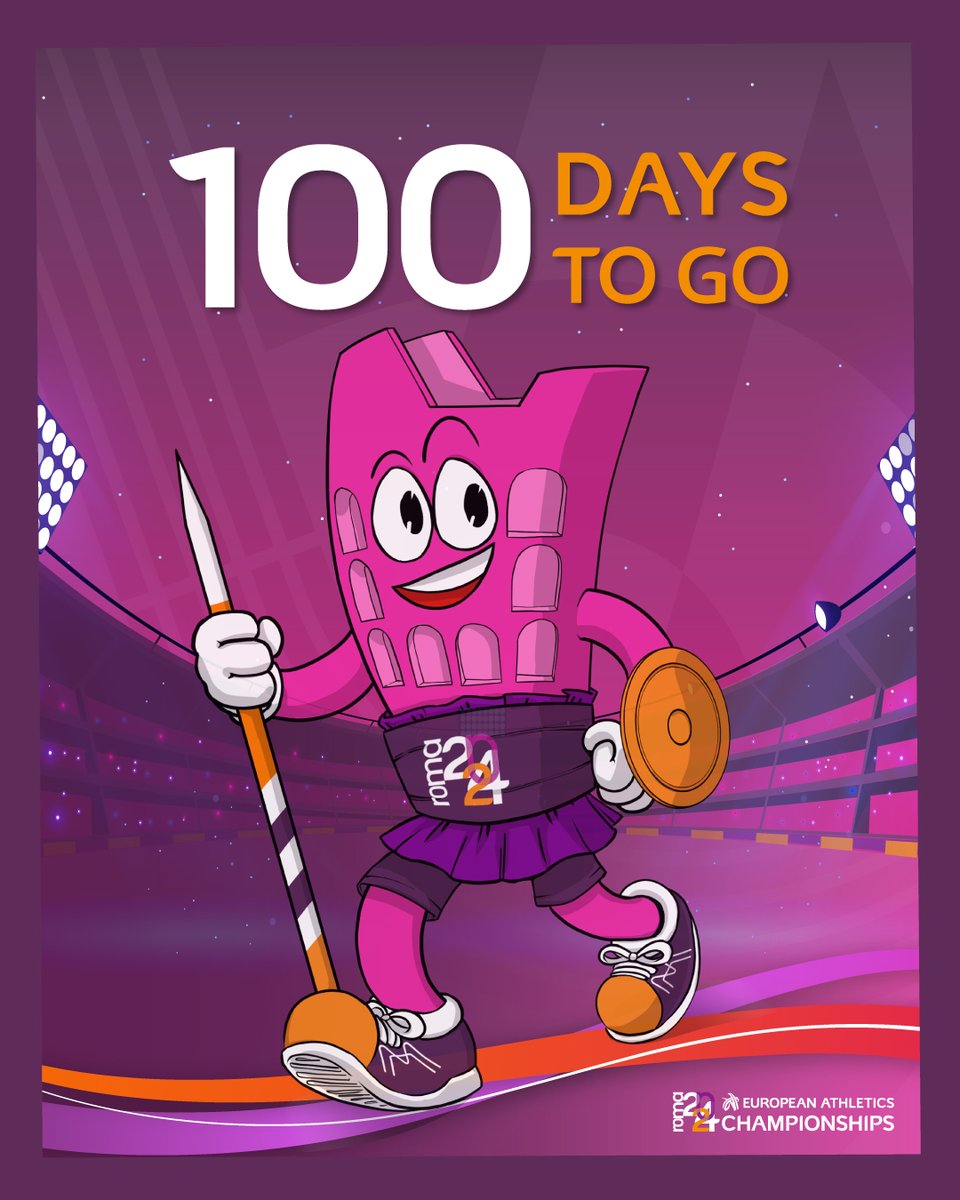 savez_has's tweet photo. 1️⃣0️⃣0️⃣ days until the European Athletics Championships! ��🇹 All roads lead to Rome! Be there too!

📅 7-12 June 2024
🎟️ Get your tickets: https://t.co/AWqDSb2NxM

#Roma2024 @earoma2024 https://t.co/V6HymbbyCM