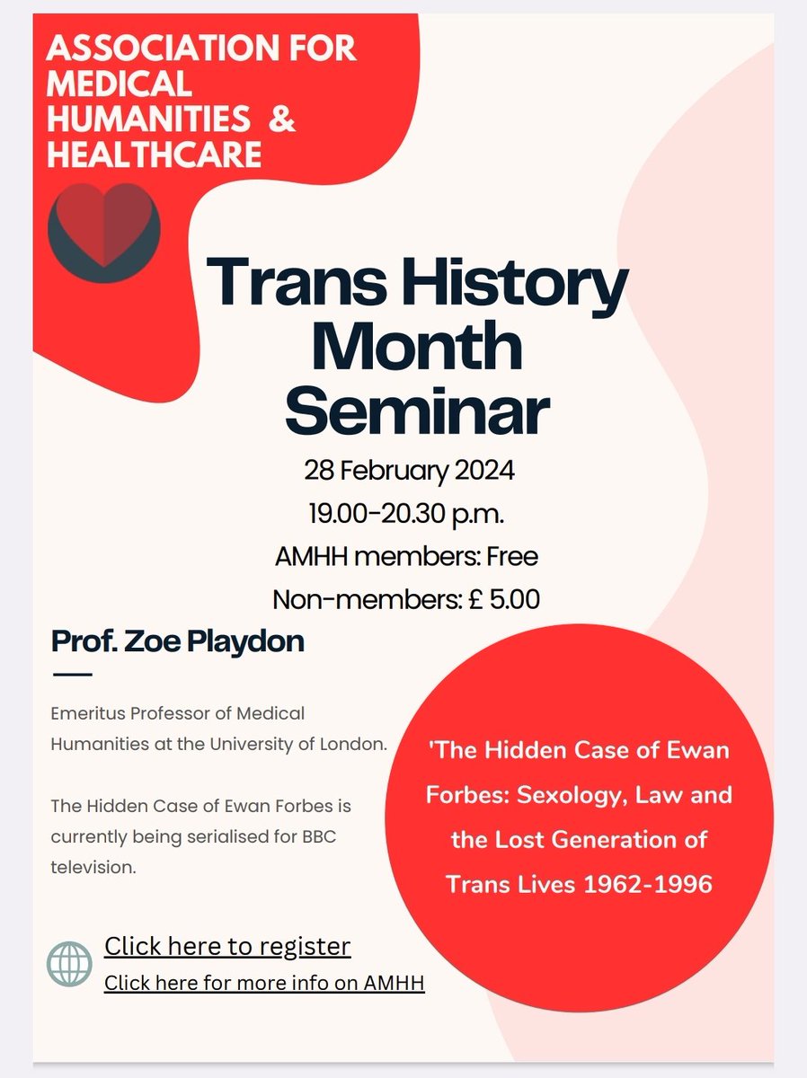 We are so excited about our event tonight - make sure to spread the word. Registration attached to poster #medhum #transhistmonth