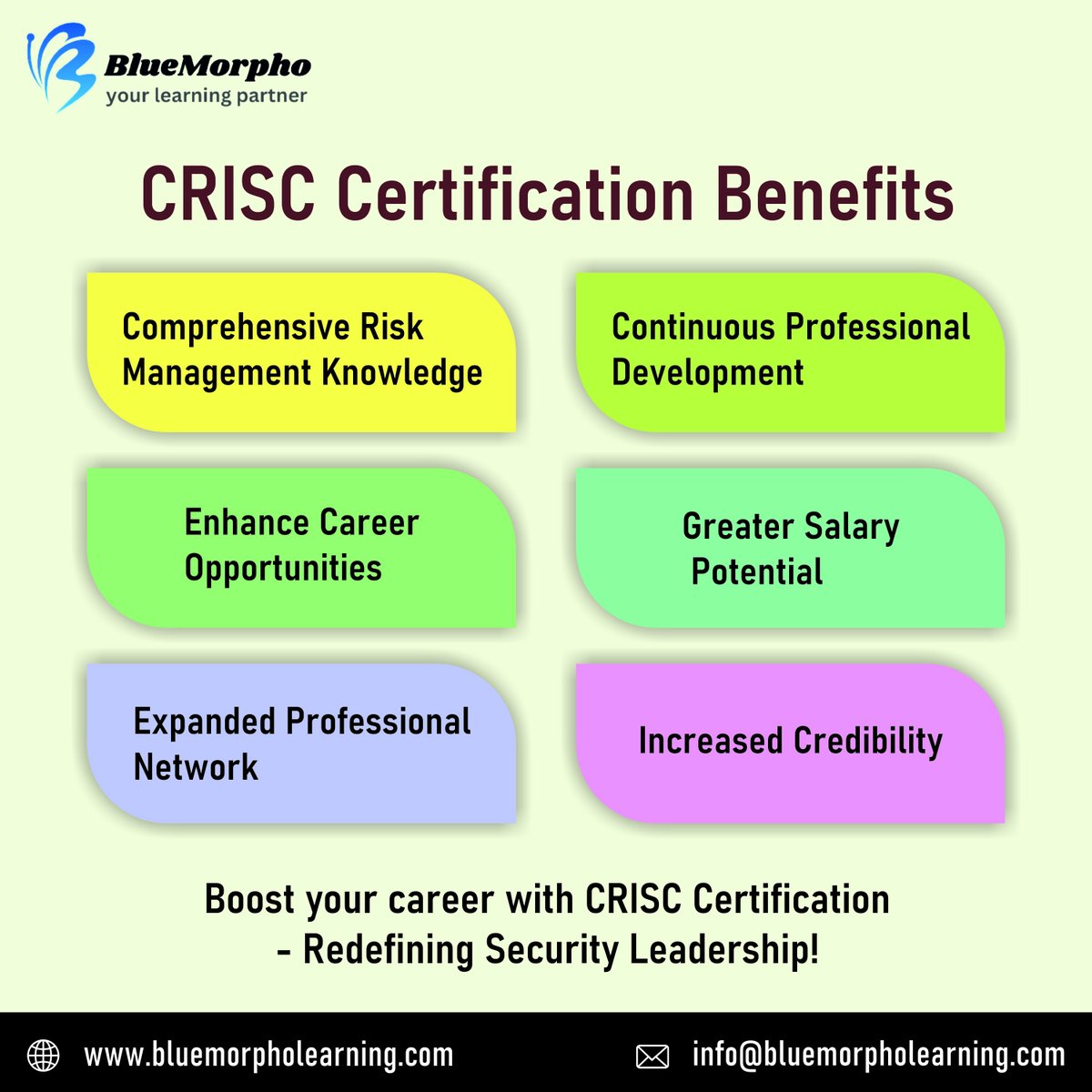 Secure Your Future with CRISC Certification! Explore the benefits of mastering IT risk management and information systems control. 
Read More: bluemorpholearning.com
.
.
.
#CRISC #Certification #InfoSec #RiskManagement #Cybersecurity #viral  #KARINA #TechJobs