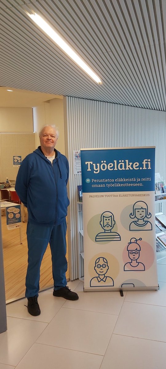 Kohta alkaa: Eläketurvakeskuksen #työeläke-info Seinäjoen pääkirjastossa. Kerroin kahden alle 3-vuotiaan lapsen äidille, että  kotihoidosta kertyy myös #eläke'ttä, mikä oli hänelle aivan uusi tieto. Kannattaa käydä peremmälle <a href="/sjkkirjasto/">Seinäjoen kirjasto</a> <a href="/Mll_pohjanmaa/">MLL Pohjanmaan piiri</a>