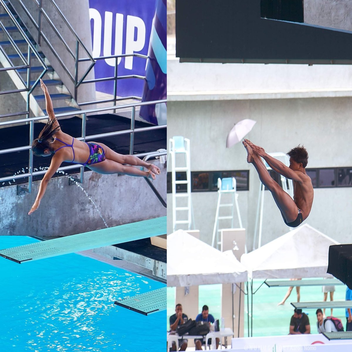 Jana Mary Rodriguez on the Girl's Board Level 1M [A] and Mark Dave Trisinio on the Boy's Platform [B] diving for Team Philippines at the 11th Asian Age Group Championships!
📷 @Aaron Nomo

#PhilippineAquatics #asianagegroupchampionships
#11thasianagegroupchampionship