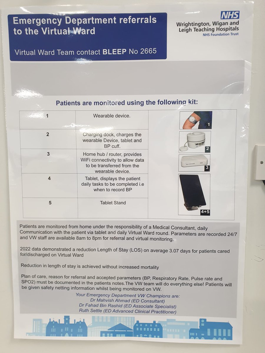 Great to see our poster promoting direct referral from ED to Virtual ward to improve patient experience and flow, supporting them to receive their care within their own home while under the care of the hospital consultant on the virtual ward. @WWLCommunityS @WOximetry