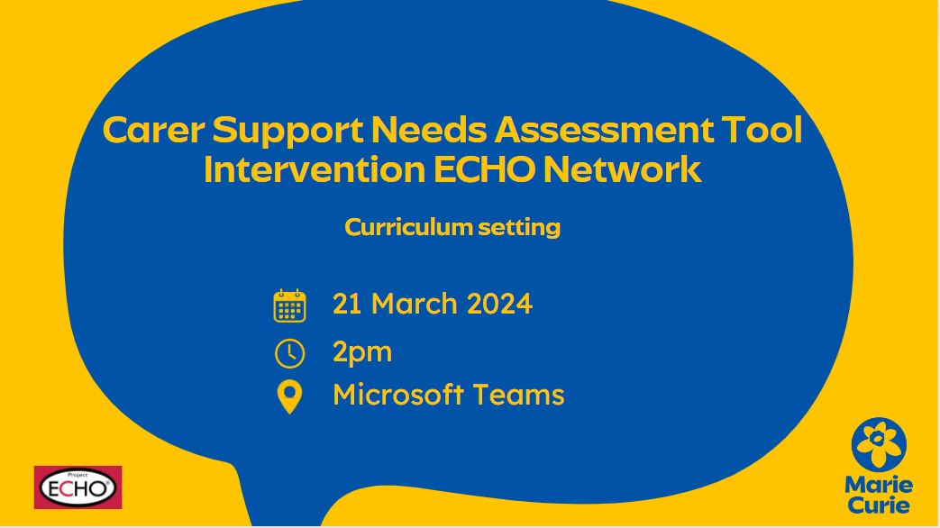 Join our ECHO network for health &amp; social care practitioners. Dive into CSNAT-I (Carer Support Needs Assessment Tool Intervention): a powerful tool supporting carers w/ a person-centered approach. Shape our learning journey, sign up now! bit.ly/3uP7Sgb #CSNAT