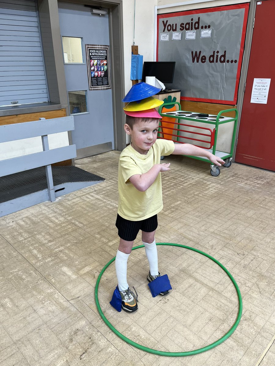 Great fun in PE this morning with the Leopards! A real life version of the board game ‘Buckaroo’. We had to see how much equipment we could balance on each other! <a href="/LakesideYork/">LakesideYork</a>
