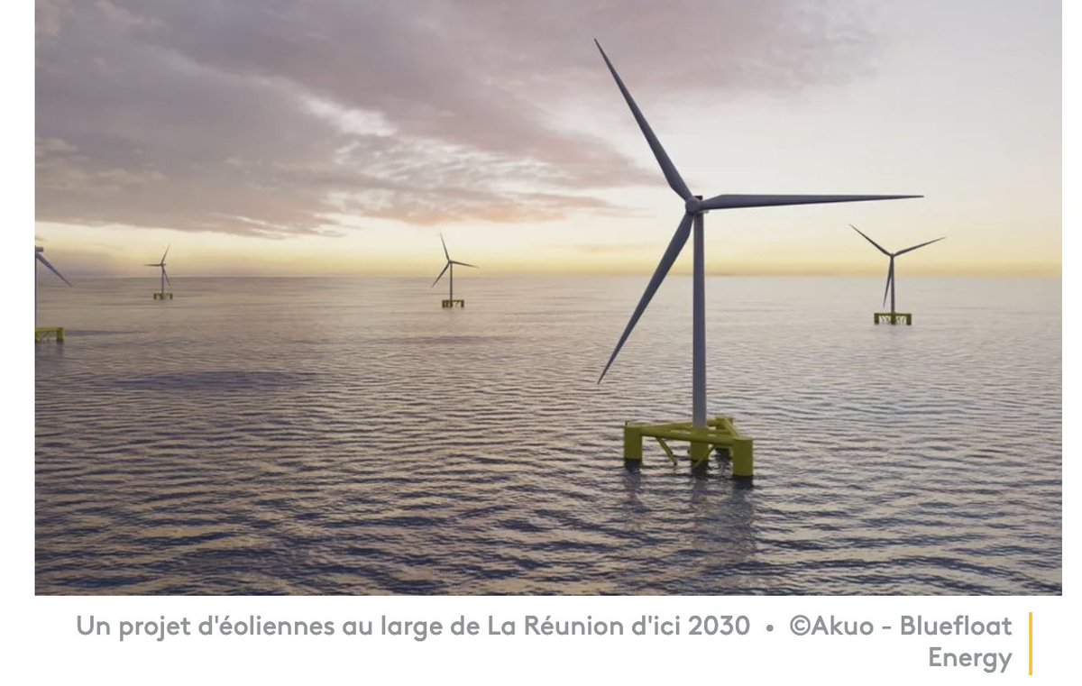 La Réunion : @Akuo_Energy et @BlueFloatEnergy développent un projet d’éolien en mer flottant d’une puissance d’au moins 200MW en partenariat avec @ClusterMarRun et @temergie akuoenergy.com/presse/les-for…