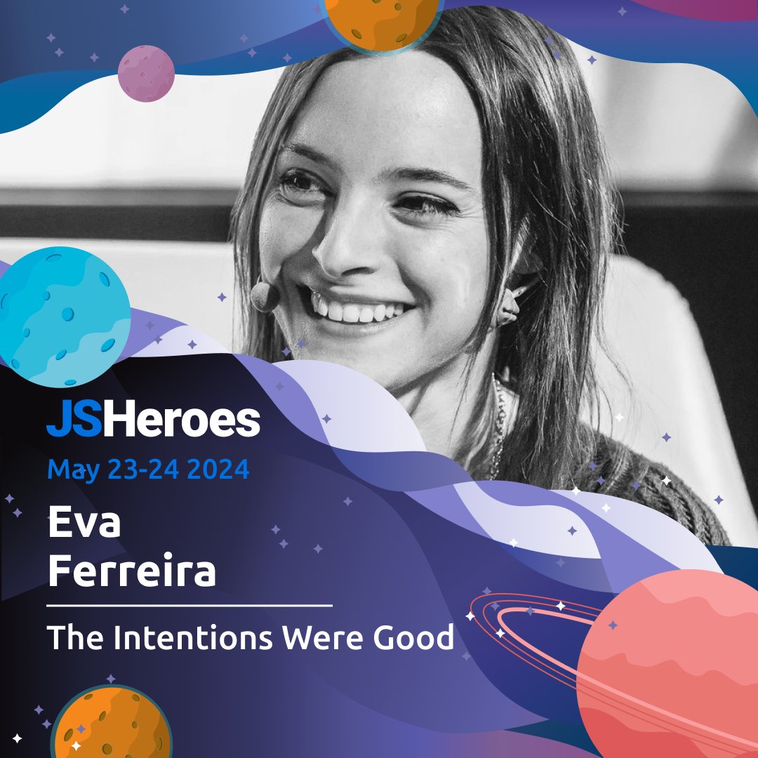 📢 Exciting Speaker Spotlight #JSHeroes 2024: We're thrilled to welcome Eva Ferreira to our constellation of star speakers! With a talk titled 'The Intentions Were Good,' Eva is set to illuminate our stage with insights that promise to inspire and provoke thought. #JSHeroes2024