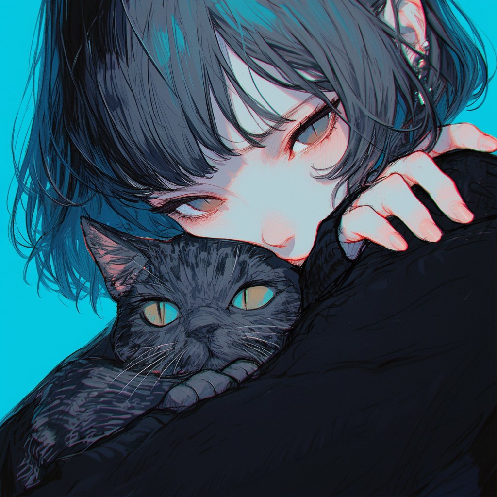 黒猫@ 【イラストオーダー】 イラストカード『自宅警備中ネコちゃん（黒猫ちゃん）』(ポスト