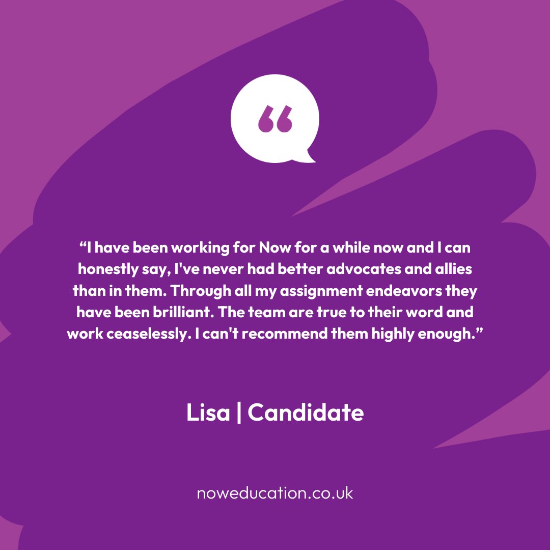 The Now Education community is built on trust and a real desire to make a positive impact on education across England &amp; Wales.

We work in partnership with schools, supplying industry talent like Lisa to ensure consistent, quality education of students.

noweducation.co.uk