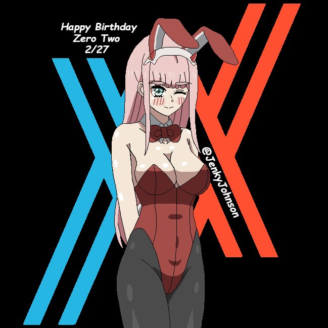 JenkyJohnson's tweet photo. Here is a drawing I did of Zero Two for her birthday yesterday. So, I hope you all enjoy this drawing of her in a Bunny Girl Suit!
Tags- #Darling #Darlinginthefranxx #Zerotwo #TwoZero #sDITF #fanart https://t.co/4NzlmyP99P