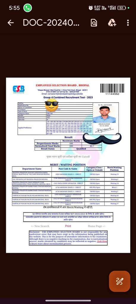 Mp Group 4 RESULT selected in MPESB OFFICE
#MP_के_प्रतिभाशाली_युवा
#युवाओं_की_मोहन_सरकार
@DrMohanyadav51
<a href="/CMMadhyaPradesh/">Chief Minister, MP</a>
<a href="/rshuklabjp/">Rajendra Shukla</a>
<a href="/DainikBhaskar/">Dainik Bhaskar</a> <a href="/BJP4MP/">BJP Madhya Pradesh</a>