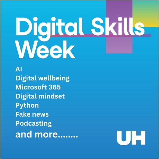 Don't forget to book @UniofHerts Digital Skills Week activities. Browse the programme and book at go.herts.ac.uk/dsw Digital Skills Week, 18-22 March 2024 #digitalherts @class_uh