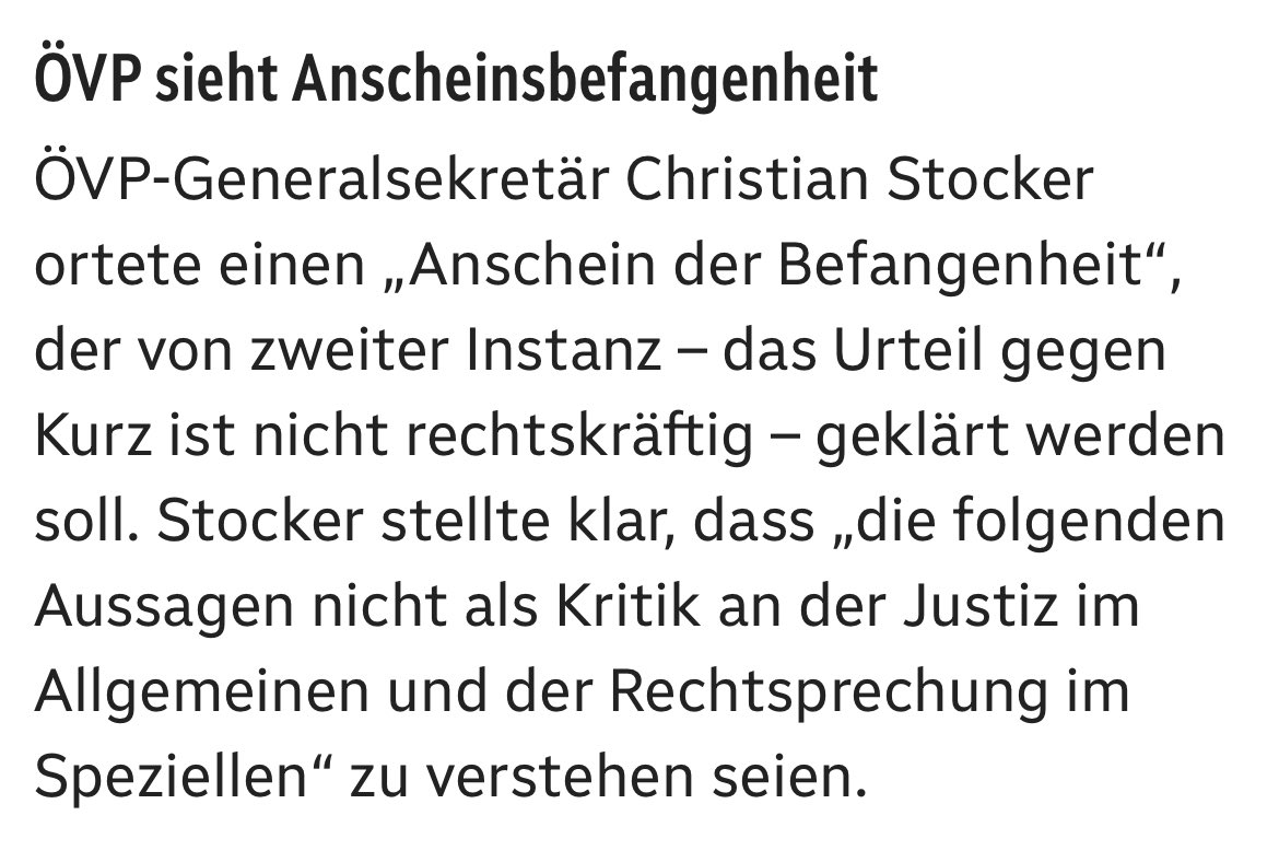 Kollege Stocker sollte eigentlich wissen, dass Fehlleistungen des Richters im Zusammenhang mit der Eurofighter-Causa kein Grund für Befangenheit in Bezug auf Kurz darstellen, aber im Moment gilt wohl anything goes und jede Wuchtel muss raus, mag sie auch noch so haltlos sein.