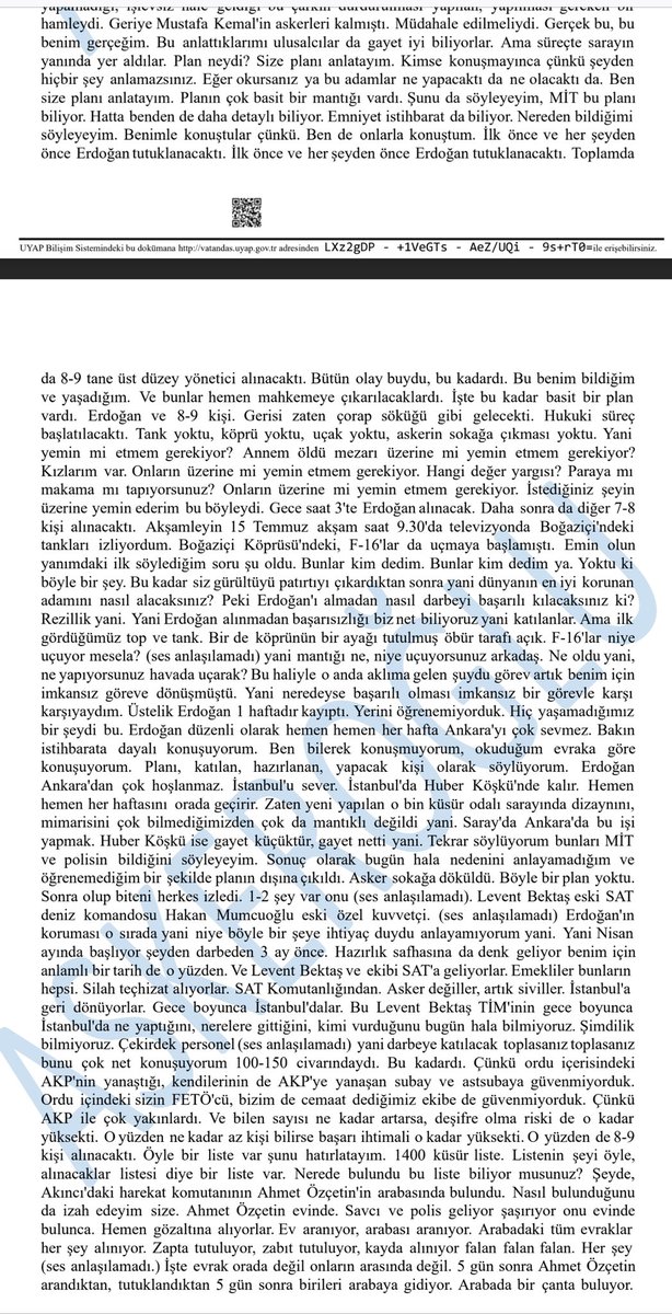 BOMBA İTİRAFLAR❗️ ‘Gerçek Darbeyi, Benimde içinde olduğum MİT, Emniyet İstihbarat, Hulusi ve Adamları toplam 150 kişi Planladık. Erdoğan’ı ve 8-9 Üst düzey yetkiliyi alıp yargılayacaktık.’ ‘Sonra planı değiştirdiler darbe imkansız hale geldi.’ Tuğgeneral Gökhan Şahin