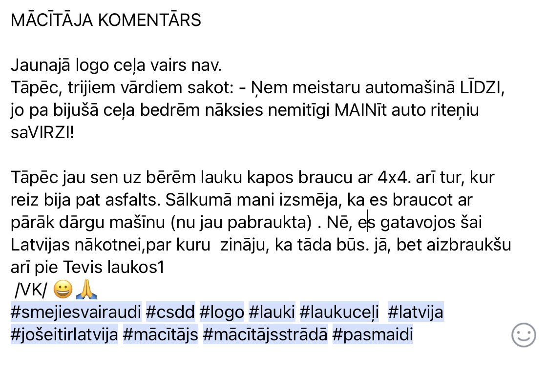 vkoralis's tweet image. #smejiesvairaudi #csdd #logo #lauki #laukuceļi #latvija #jošeitirlatvija #mācītājs #mācītājsstrādā #pasmaidi