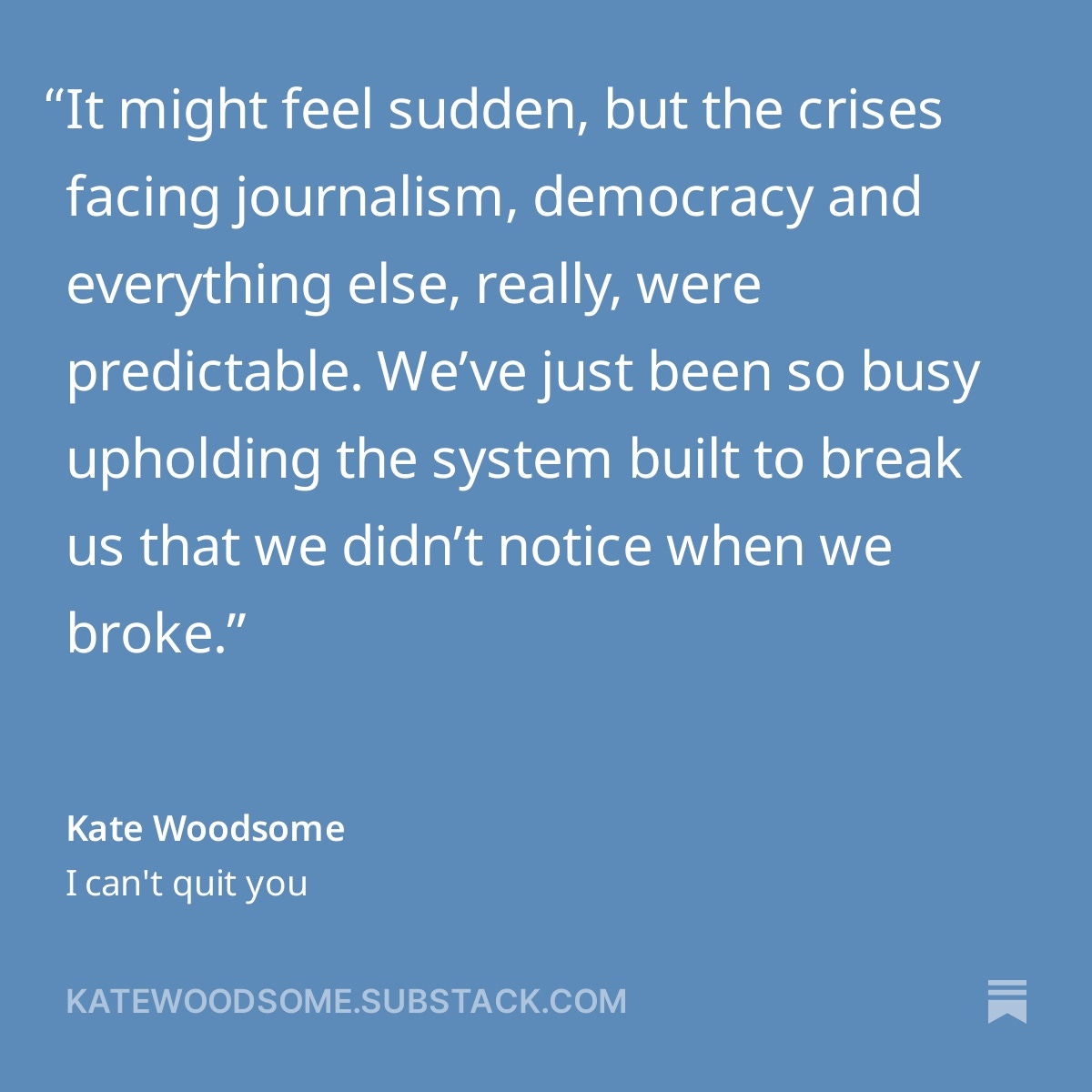Did any of us dream of being a workaholic? My latest Substack on the cost of attaching our worth to our work and why now might be a good time to say f*ck it. #journalism #mentalhealth #democracy open.substack.com/pub/katewoodso…