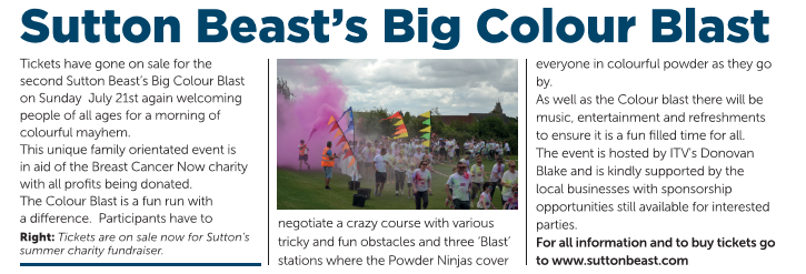 Tickets now on sale for Sutton Beast's Big Colour Blast! 🌈🏃‍♀️ ----------------------------------------------------------#running #family #charity