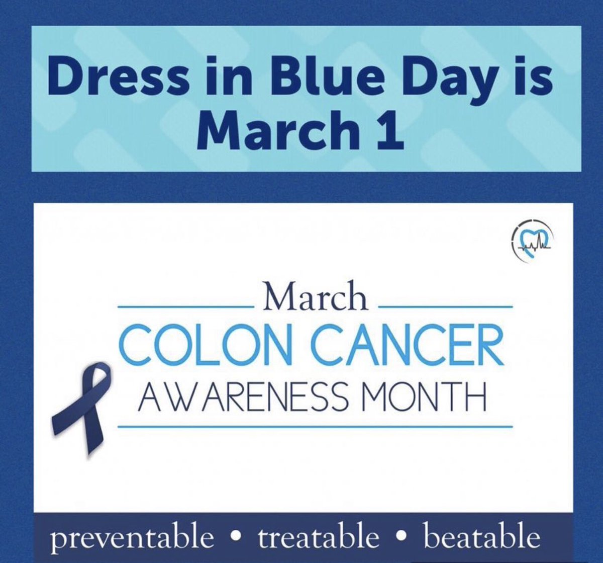 💙March is CRC Awareness Month Dress in 👕 March 1st for CRC awareness 💙Colorectal cancer diagnosis in adults ages 40 to 49 , nearly ⬆️ by 15% btw 2000-2002 & 2014-2016. 💙Screening tests starts age 45 in avg risk patients #cologuard #fittest #colonoscopy #gitwitter