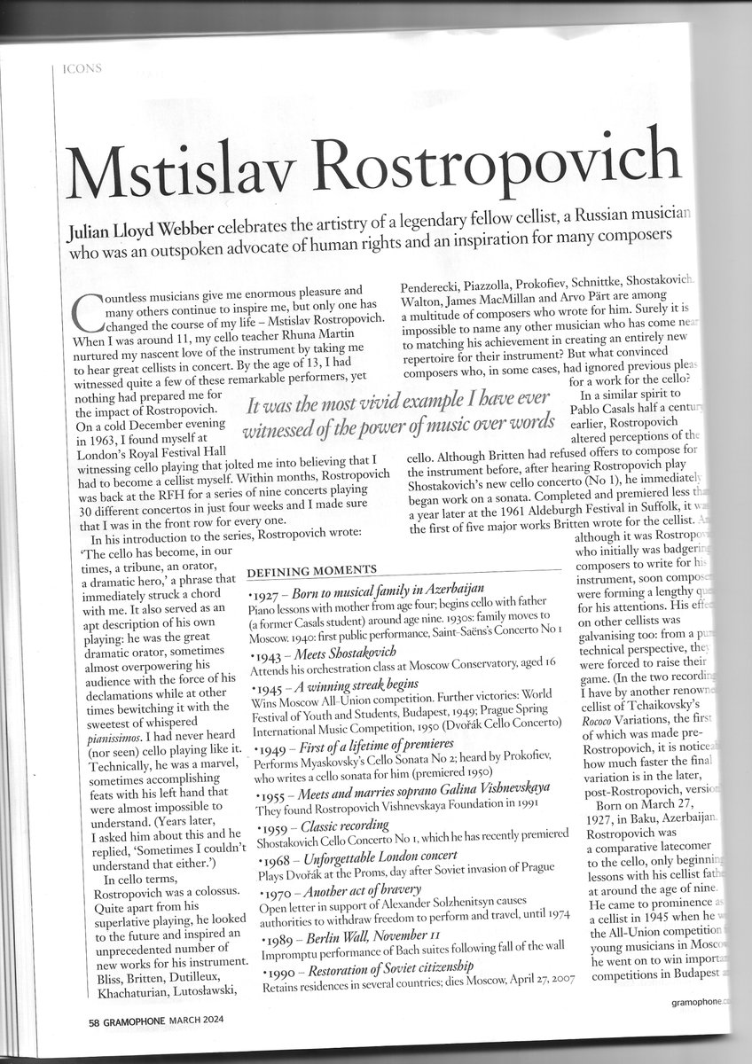 My tribute to the genius of Slava Rostropovich in March @GramophoneMag