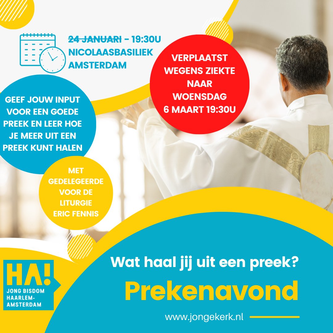 Volgende week woensdag mag jij jouw input en vragen stellen over de preek/homilie. Aanmelden kan nog steeds via jongekerk.nl