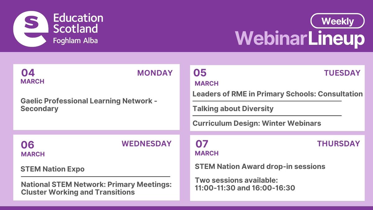 Spaces are still available for a number of our sessions taking place next week. From curriculum design, to diversity, Gaelic and RME - check out what's coming up and reserve your place today 👇 ow.ly/YIlo50QIHeC