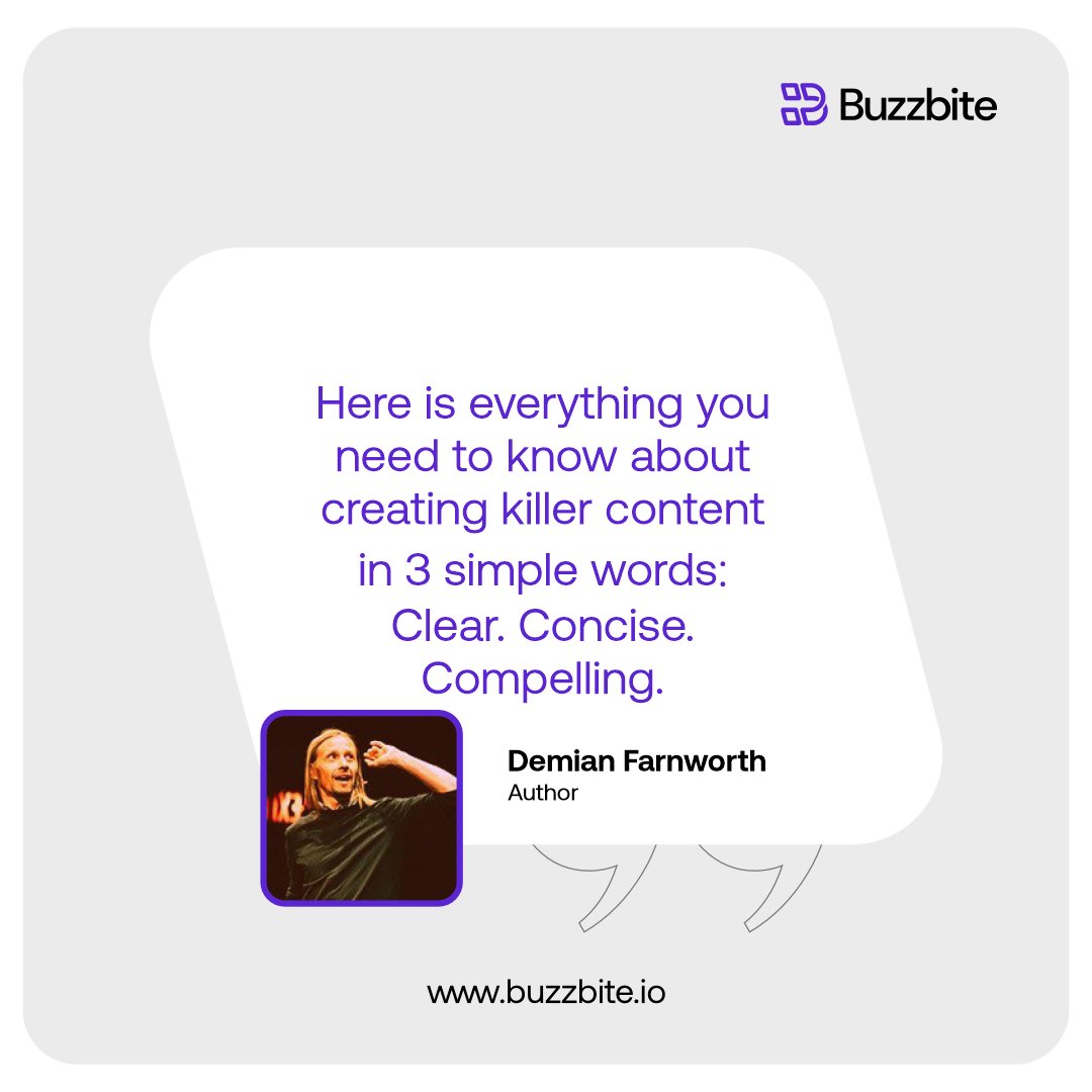 buzzbite_hq's tweet photo. Keep your content easy to understand, concise to grab attention, and compelling to make your mark. Your influence starts with these three words.
#Buzzbite #Quotes #InfluencerJourney #WednesdayMotivation https://t.co/fiYy25gNyl