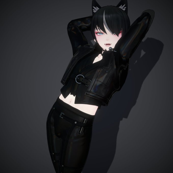 制作中のヴェルベイン (+Head) 用衣装アイドル風レザーコーデ、ゴスロリ、ブレザーぽいのあと髪型たぶん順次販売予定#VRChat 
