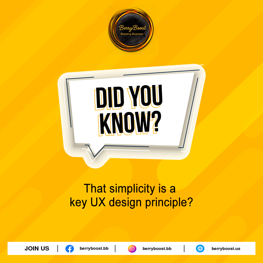 Berryboostbb's tweet image. Did you know that simplicity is a key UX design principle?
Explore the power of user-centered design for seamless experiences!
Visit: berryboost.us
#UXDesignPrinciples #UserExperience #DesigningDelight #DigitalExperiences #UserCenteredDesign #UXInsights #Simplicity