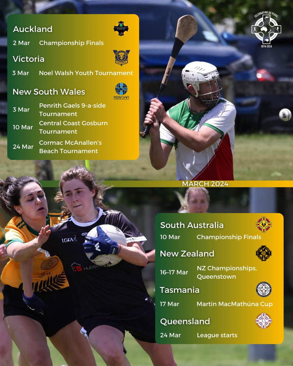 📅 MARCH |

Another action-packed month coming up for Gaelic games across Australasia.

📸 Dave Mills Photography